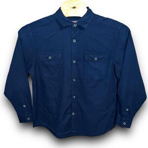 Vineyard Vines Large Button Up Guide Boat Shirt Navy Blue Cotton Pocket LS Shirt